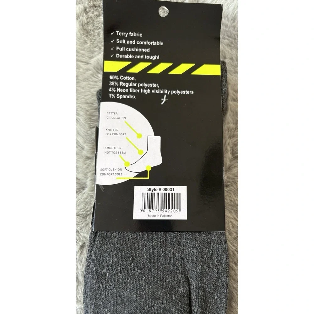 Viz High‎ reflective Work Socks 2 Pack Gray And Yellow Size 10-13